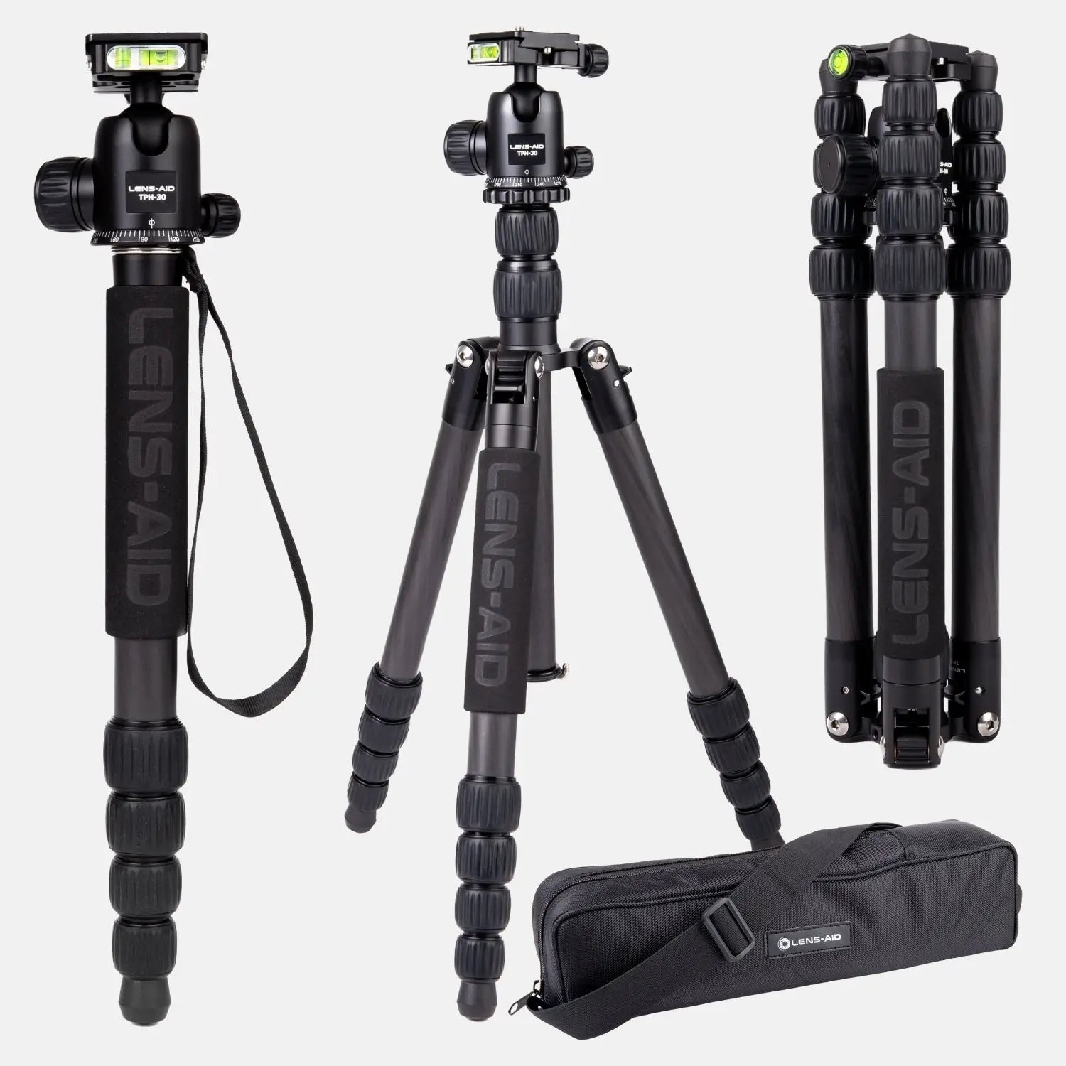 Carbon Reisestativ 160cm, 4-in-1 bis 8kg mit 360° Kugelkopf – leicht & kompakt