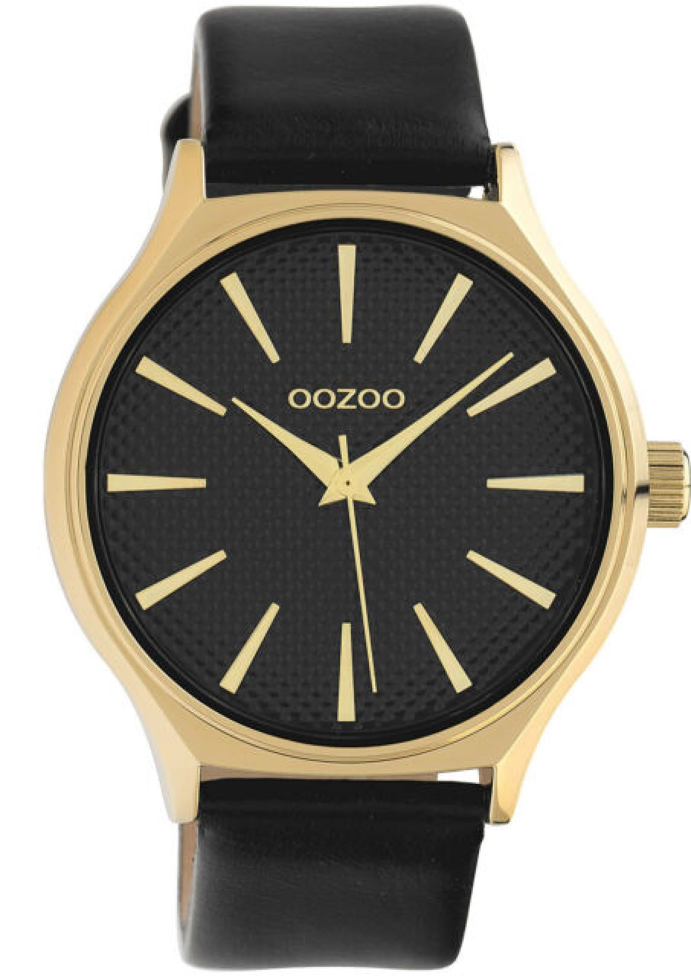 Oozoo Design Damenuhr mit Lederband 42 MM schwarz/ gold