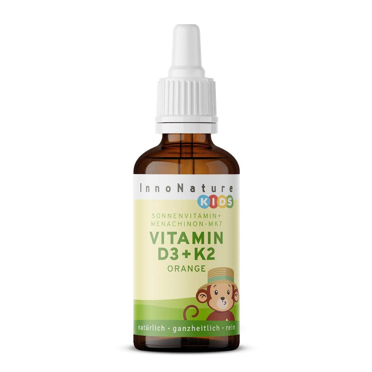 Vitamin D3 + K2 Kids Orange Tropfen | 12,5 µg / 500 I.E. Vitamin D3 und 25 µg K2 pro Tropfen | 100% natürliche Inhaltsstoffe und vegan | 10 ml