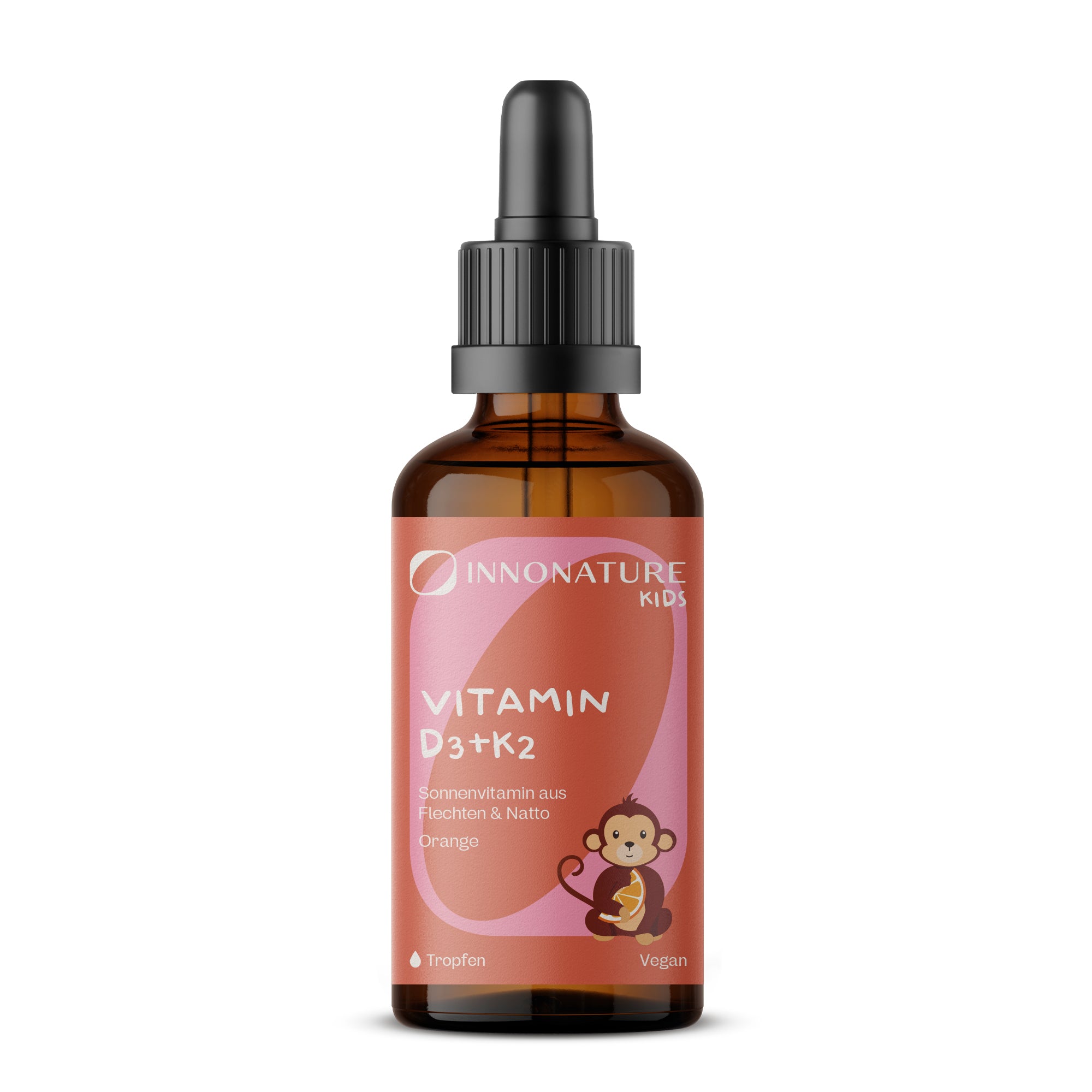 Vitamin D3 + K2 Kids Orange Tropfen | 12,5 µg / 500 I.E. Vitamin D3 und 25 µg K2 pro Tropfen | 100% natürliche Inhaltsstoffe und vegan | 10 ml