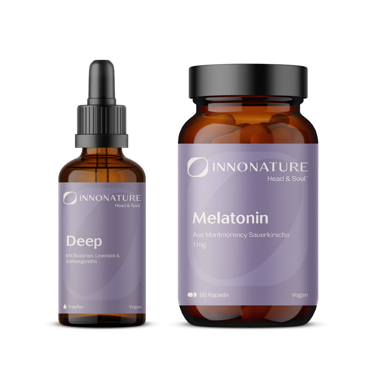 Schlaf-Set mit Melatonin Kapseln und Deep Tropfen | 100% natürliche Inhaltsstoffe | Dein Abendritual