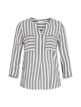 TOM TAILOR Damen Gestreifte Bluse mit Taschen, blau, Gestreift, Gr. 36