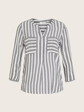 TOM TAILOR Damen Gestreifte Bluse mit Taschen, blau, Gestreift, Gr. 36