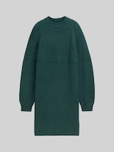 TOM TAILOR DENIM Damen Strickkleid mit Stehkragen, grün, Meliert, Gr. XL
