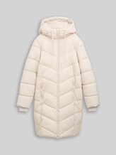 TOM TAILOR Damen Puffer-Mantel mit Kapuze, weiß, Uni, Gr. XXL