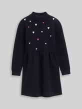 TOM TAILOR Mädchen Mini-Strickkleid mit Stickerei, blau, Uni, Gr. 104/110