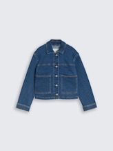 TOM TAILOR Mädchen Cropped Jeansjacke mit Stretch, blau, Uni, Gr. 152