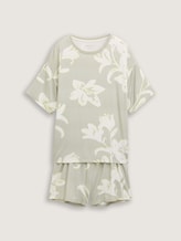 TOM TAILOR Damen Pyjama-Set mit Allover-Print, grün, Geblümt, Gr. XL/42