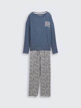 TOM TAILOR Damen Pyjama-Set mit Allover-Print, blau, Gemustert, Gr. 36