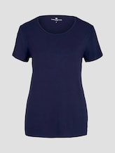 TOM TAILOR Damen Pyjama-T-Shirt, blau, Logo Print, Gr. 34