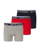 TOM TAILOR Herren Mittellange Boxershorts im 3er-Pack, rot, Uni, Gr. S/4