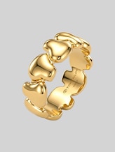 TOM TAILOR Damen Ring mit Herzen - Edelstahl gold, gold, Herz, Gr. 58/18,5