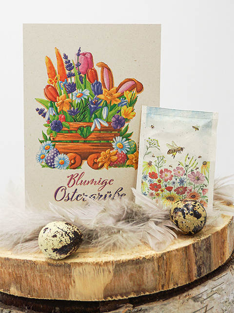 Saat-Gru?karte 'Blumige Ostergr??e'
