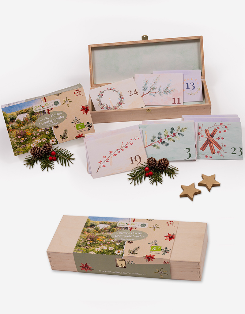 BIO Cottage Garten Saatgut Holzbox-Adventskalender