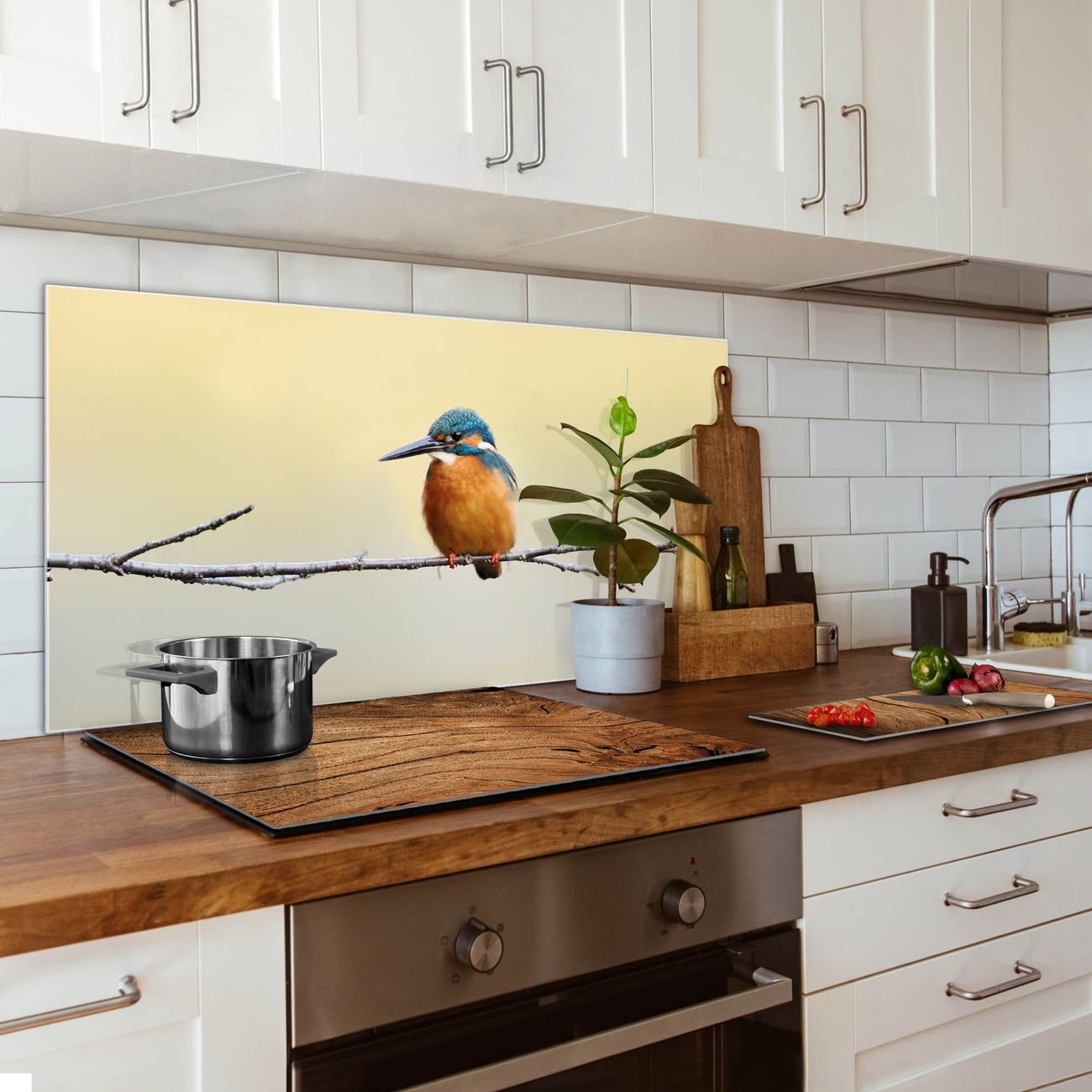 banjado Nischenrückwand 60x90cm Glas Küchenrückwand selbstklebend Spritzschutz Küche Herd ohne Bohren, Sicherheitsglas Motiv Pause