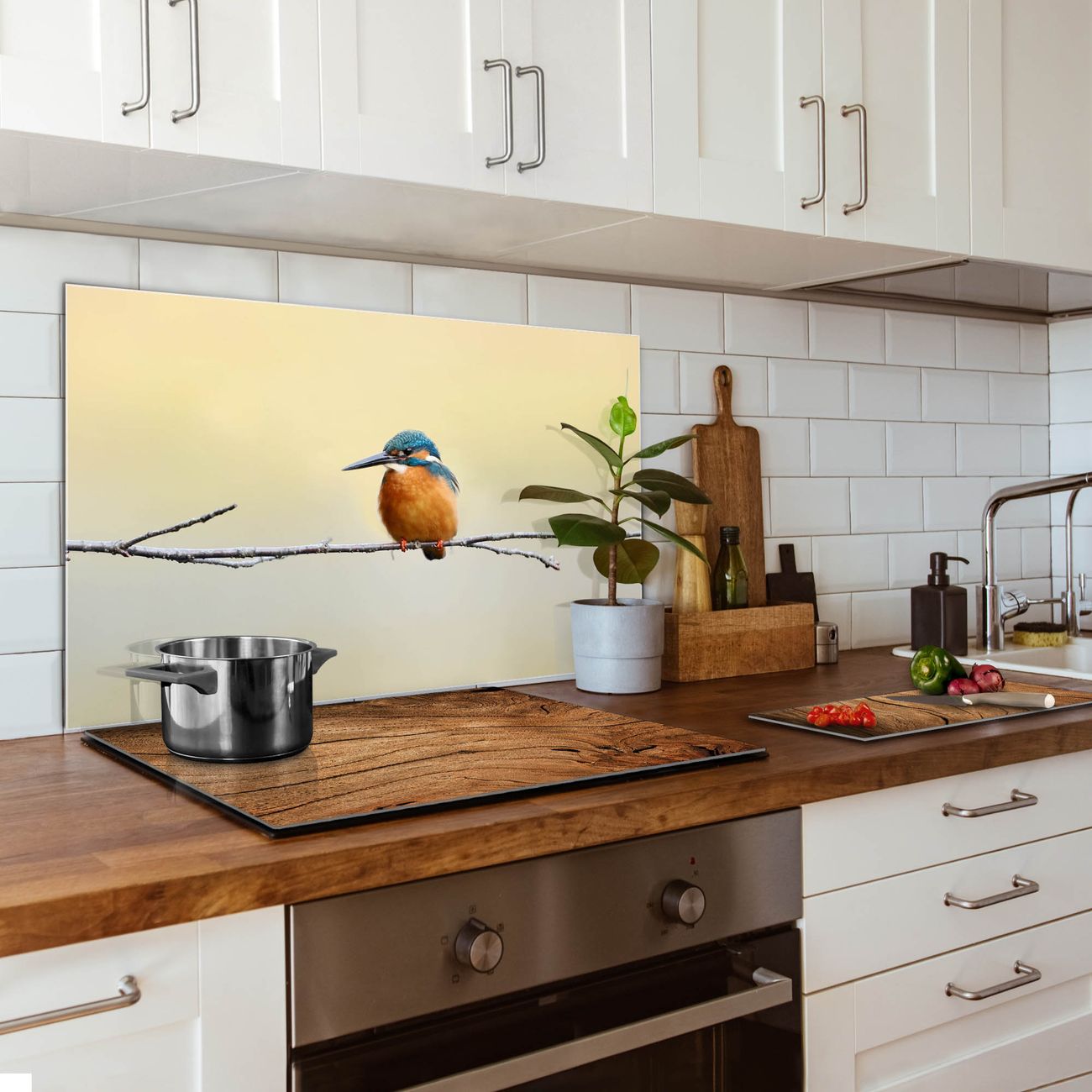 banjado Nischenrückwand 60x120cm Glas Küchenrückwand selbstklebend Spritzschutz Küche Herd ohne Bohren, Sicherheitsglas Motiv Pause