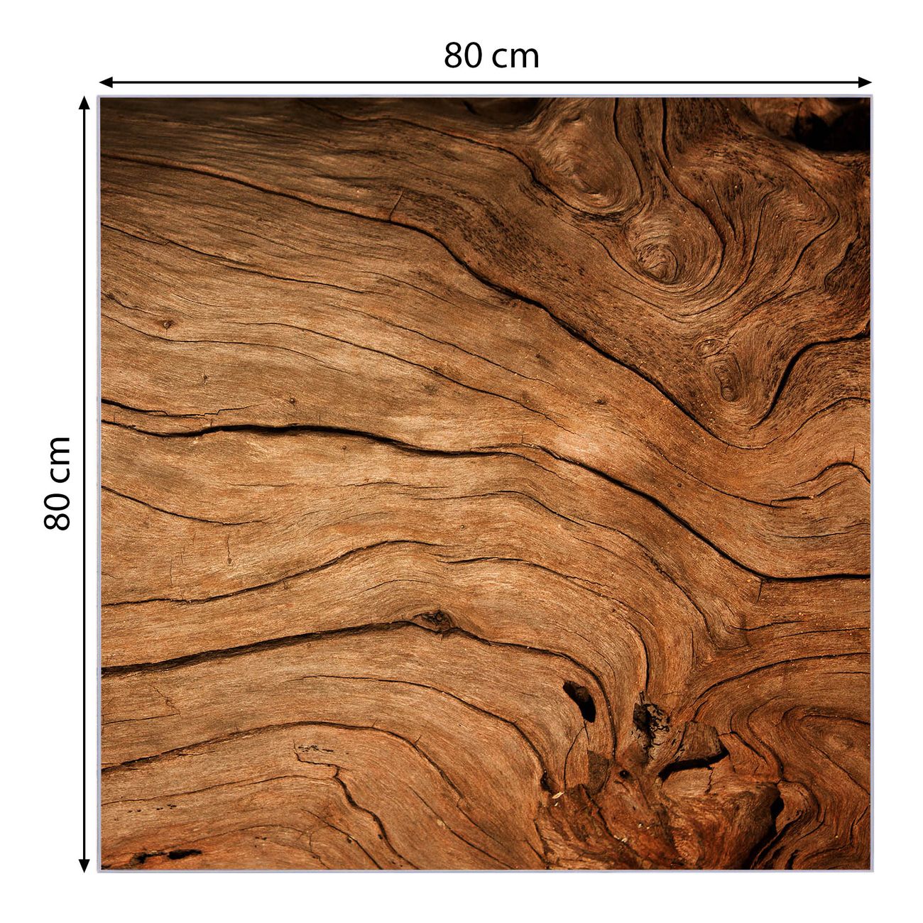 banjado Glas Magnettafel Trockenes Holz 80 x 80 cm rahmenlos & hochwertig, Quadratisch, magnetisch & beschreibbar, 4mm starkes ESG Glas