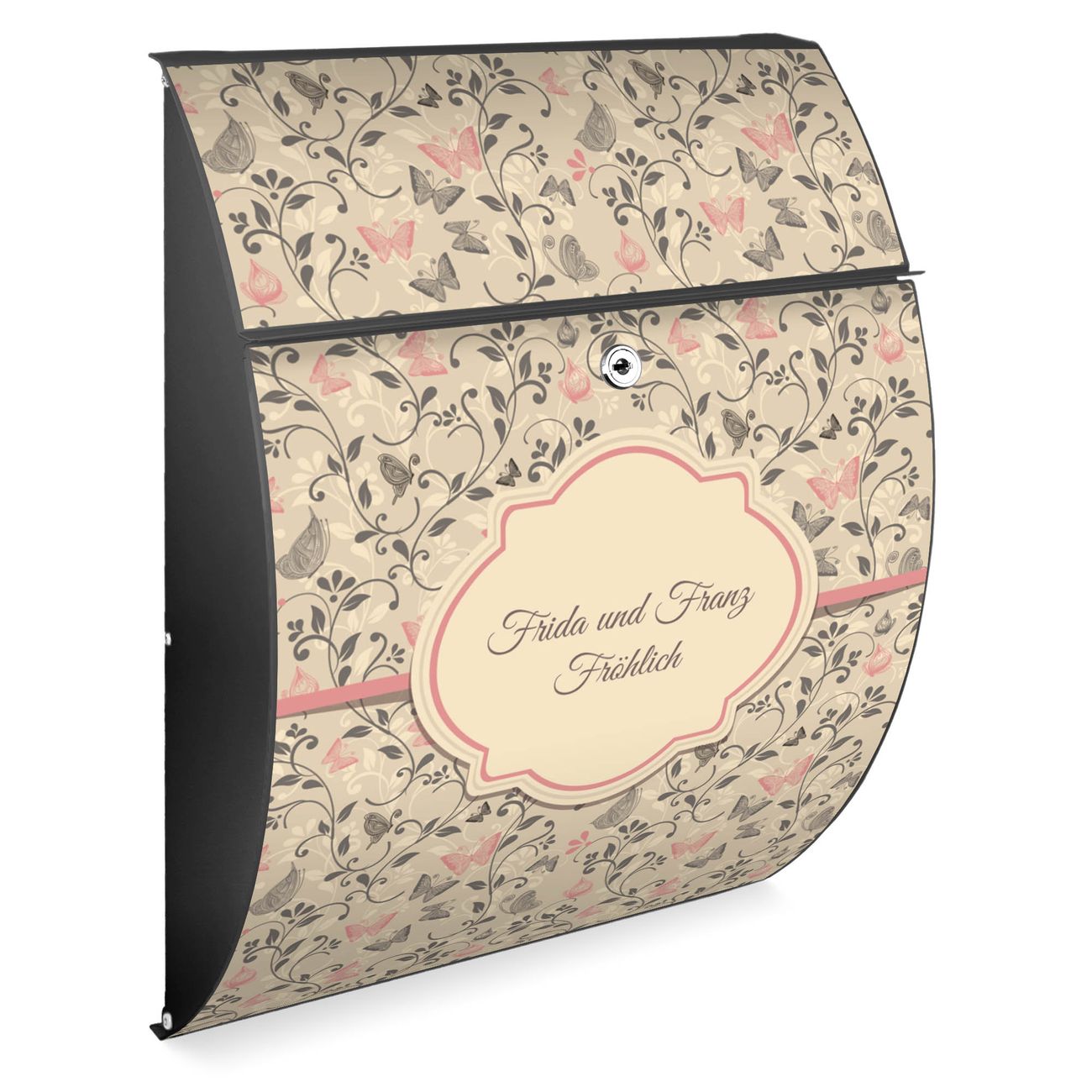 Burg-Wächter Design Briefkasten Anthrazit grau aus verzinktem Stahl mit Motiv WT Erwachen, großer Postkasten mit Öffnungsstopp und A4 Einwurf, RAL9017