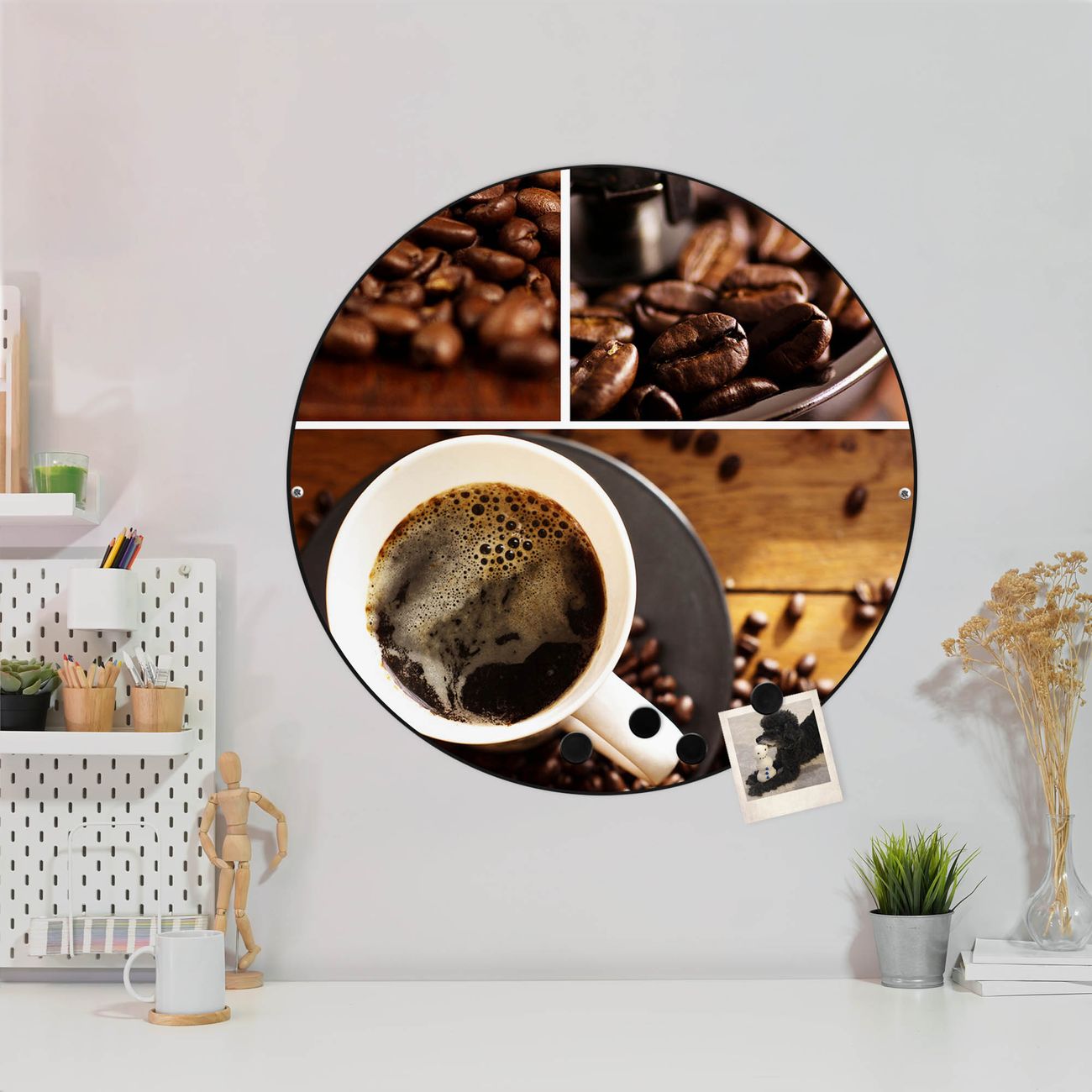 banjado Stahl Magnettafel rund 47cm Magnetwand mit Motiv Kaffee&Schokolade Motiv Pinnwand pulverbeschichtet & magnetisch superflach 1mm einfache Montage