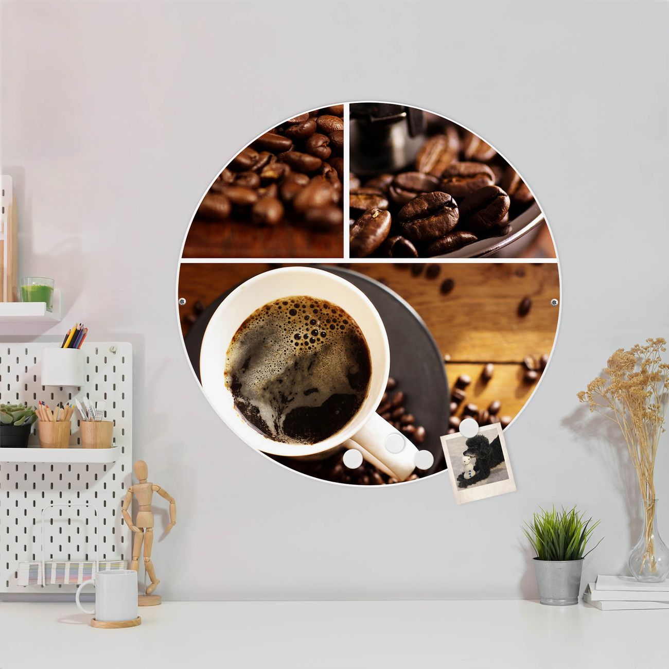 banjado Stahl Magnettafel rund 47cm Magnetwand mit Motiv Kaffee&Schokolade Motiv Pinnwand pulverbeschichtet & magnetisch superflach 1mm einfache Montage