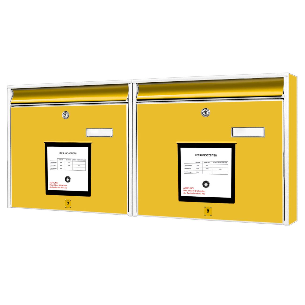 banjado Burg Wächter Briefkastenanlage weiß verzinkt und lackiert Briefkasten Mehrfamilienhaus 2 Schlüssel 72,5x32,2x10cm mit Motiv Postkasten