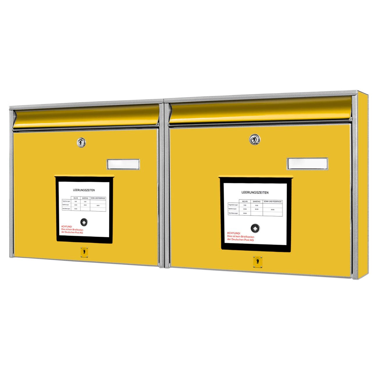 banjado Burg Wächter Briefkastenanlage silber verzinkt und lackiert Briefkasten Mehrfamilienhaus 2 Schlüssel 72,5x32,2x10cm mit Motiv Postkasten