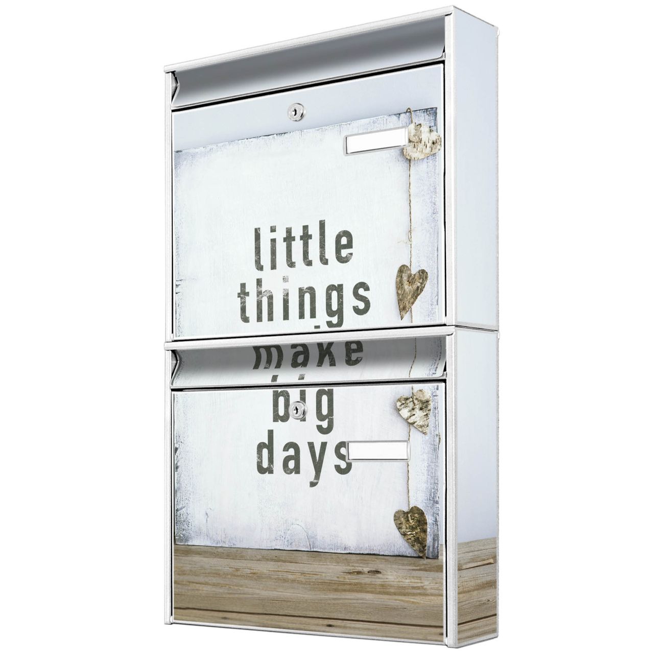 banjado Burg Wächter Briefkastenanlage weiß Doppelbriefkasten mehre Farben, flexibel erweiterbar auch Personalisiert mit Motiv Little Things