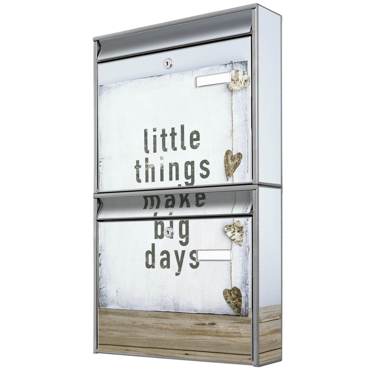 banjado Burg Wächter Briefkastenanlage silber Doppelbriefkasten mehre Farben, flexibel erweiterbar auch Personalisiert mit Motiv Little Things