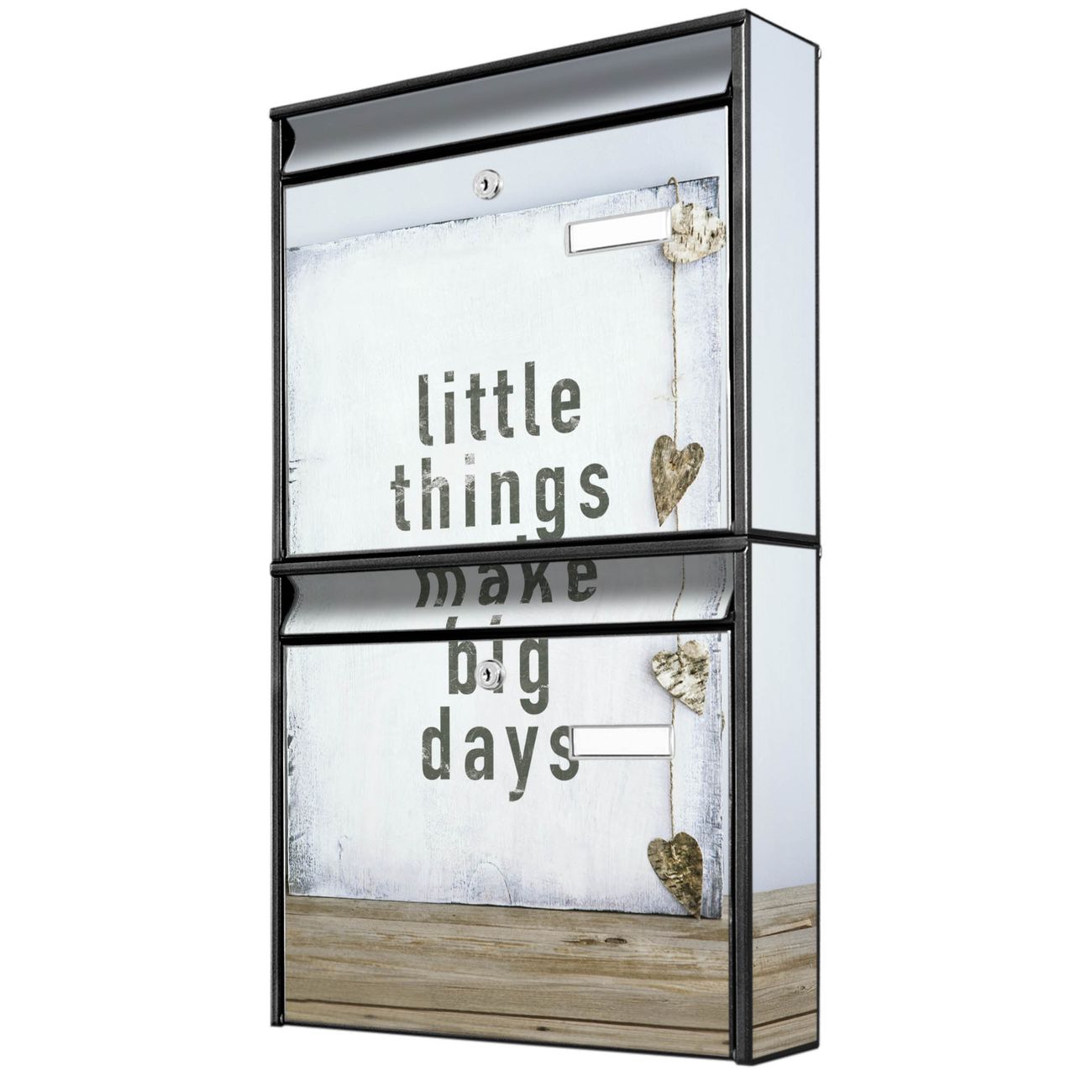 banjado Burg Wächter Briefkastenanlage schwarz Doppelbriefkasten mehre Farben, flexibel erweiterbar auch Personalisiert mit Motiv Little Things