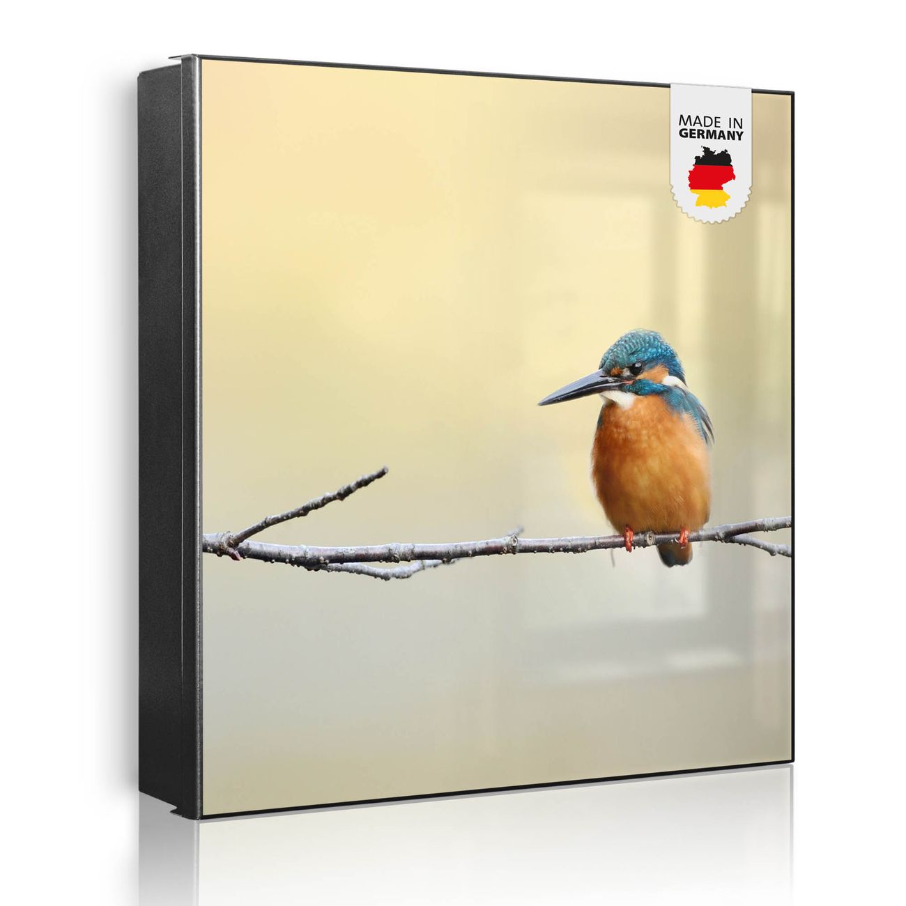 Großer Schlüsselkasten aus Metall von banjado, Schlüsselaufbewahrung 30cm x 30cm mit 32 Haken, Schlüsselbox Motiv Pause mit beschreibbarer und magnetischer Front