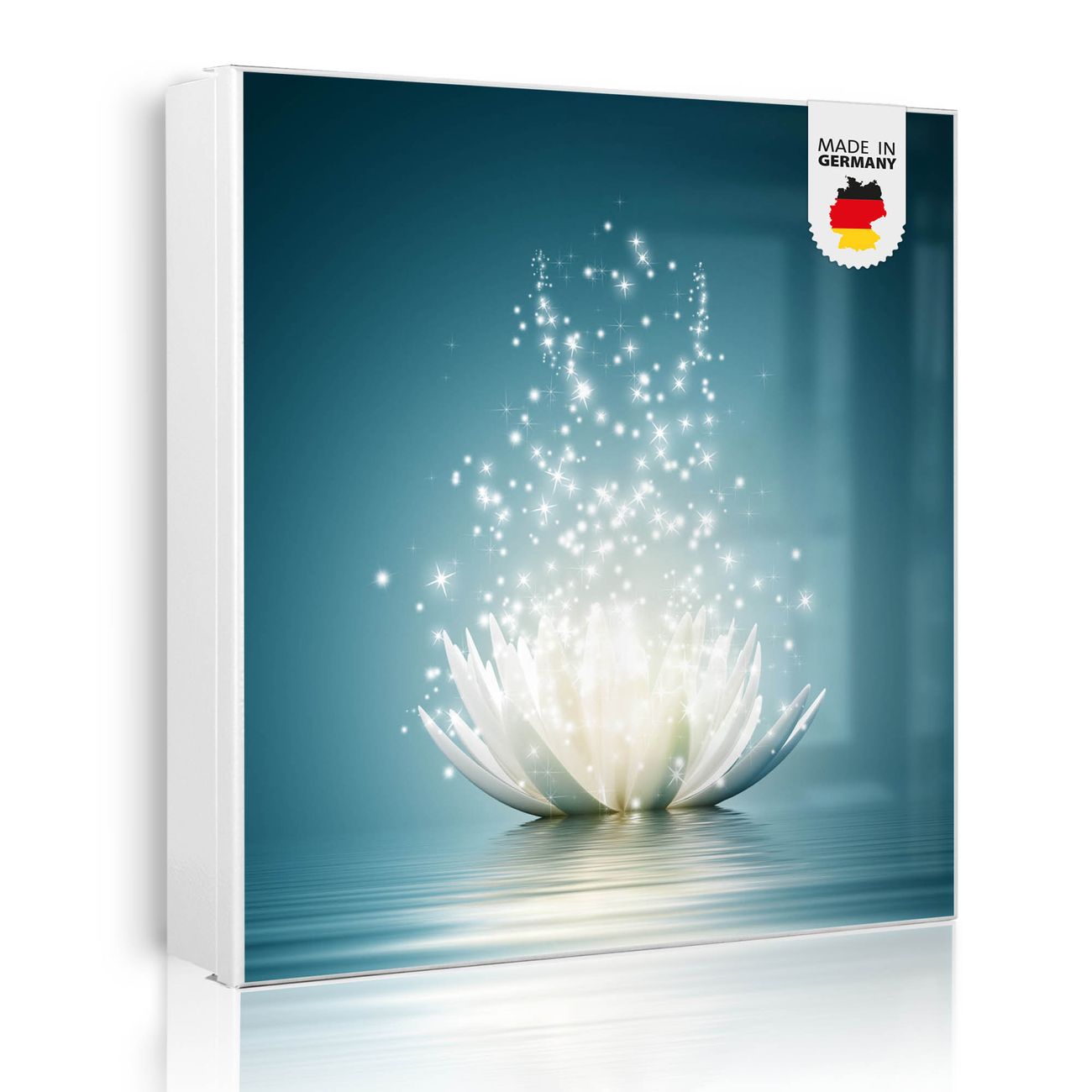 Großer Schlüsselkasten aus Metall von banjado, Schlüsselaufbewahrung 30cm x 30cm mit 32 Haken, Schlüsselbox Motiv Magische Lotusblüte mit beschreibbarer und magnetischer Front