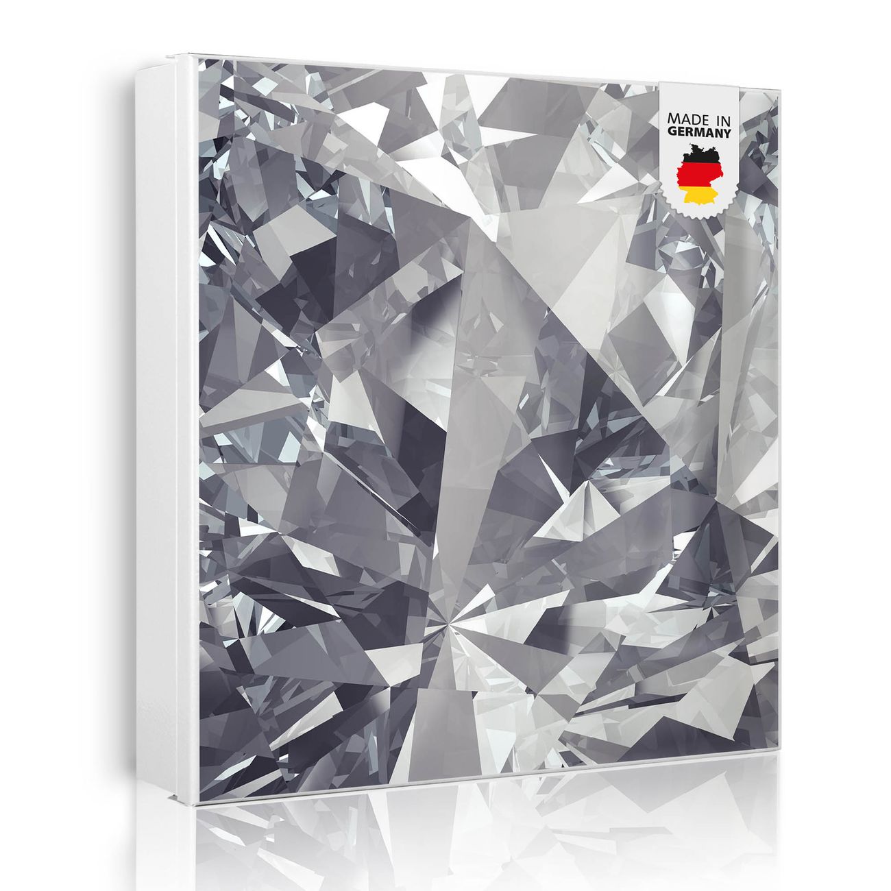 Großer Schlüsselkasten aus Metall von banjado, Schlüsselaufbewahrung 30cm x 30cm mit 32 Haken, Schlüsselbox Motiv Facetten Monochrome mit beschreibbarer und magnetischer Front