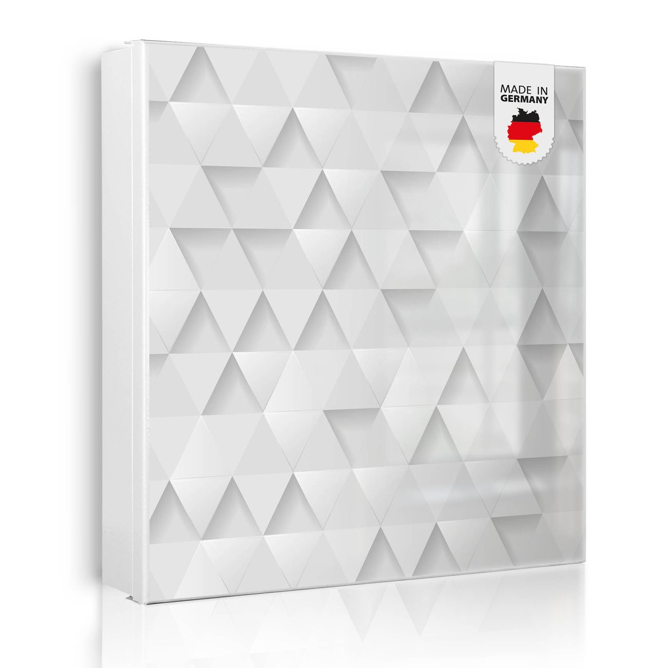 Großer Schlüsselkasten aus Metall von banjado, Schlüsselaufbewahrung 30cm x 30cm mit 32 Haken, Schlüsselbox Motiv Weisse Dreiecke mit beschreibbarer und magnetischer Front