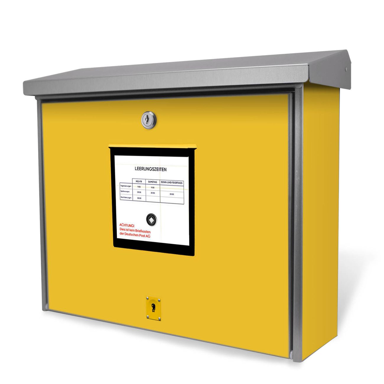 Burg-Wächter Briefkasten Edelstahl mit Regendach und Motiv Postkasten, Briefkasten grau mit 2 Schlüsseln und Montagematerial, geräumiger Postkasten