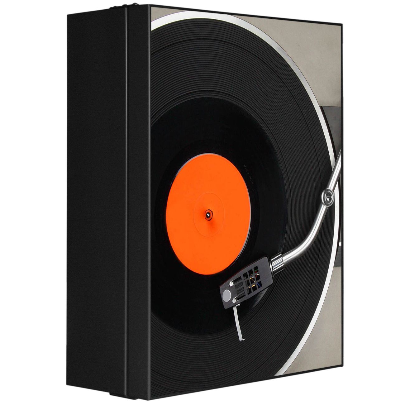 banjado großer Medikamentenschrank Anthrazit + Front beklebt Musik Vinyl abschliessbarer Medizinschrank XXL aus Metall mit 3 Schlüsseln Arzneischrank Badezimmer