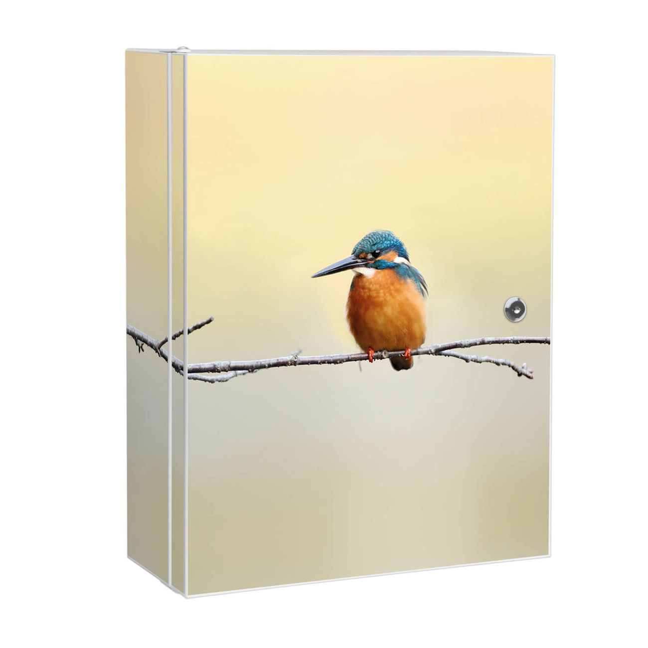 banjado großer Medikamentenschrank Weiß + Front und Seiten beklebt Pause abschliessbarer Medizinschrank XXL aus Metall mit 3 Schlüsseln Arzneischrank Badezimmer