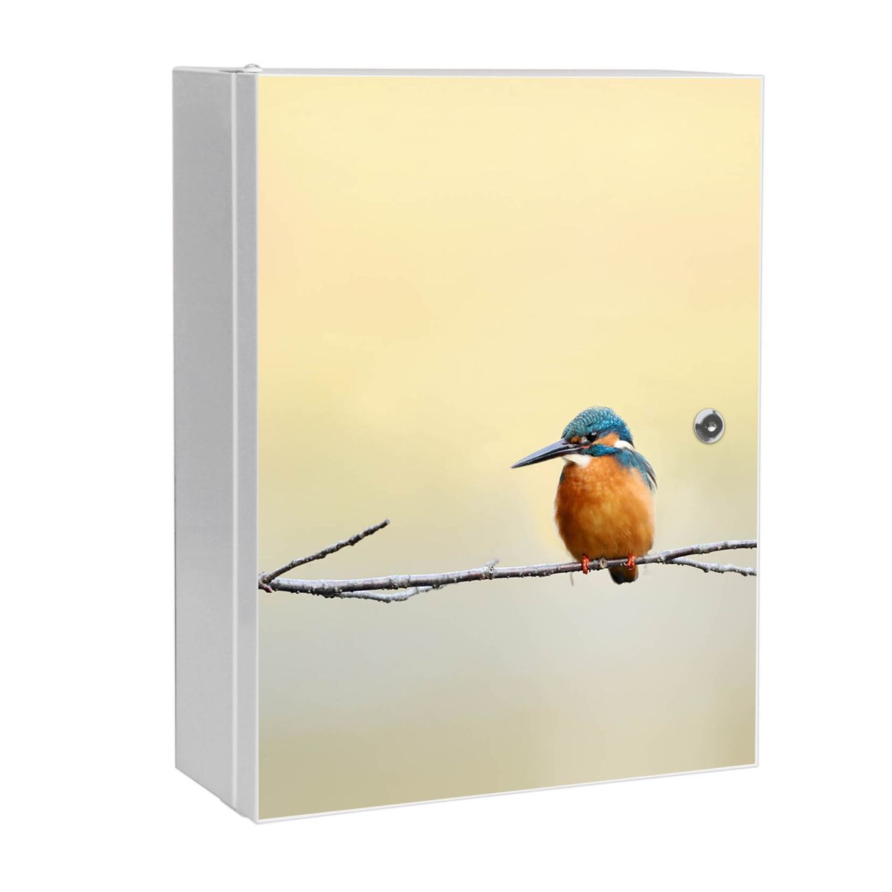 banjado großer Medikamentenschrank Weiß + Front beklebt Pause abschliessbarer Medizinschrank XXL aus Metall mit 3 Schlüsseln Arzneischrank Badezimmer