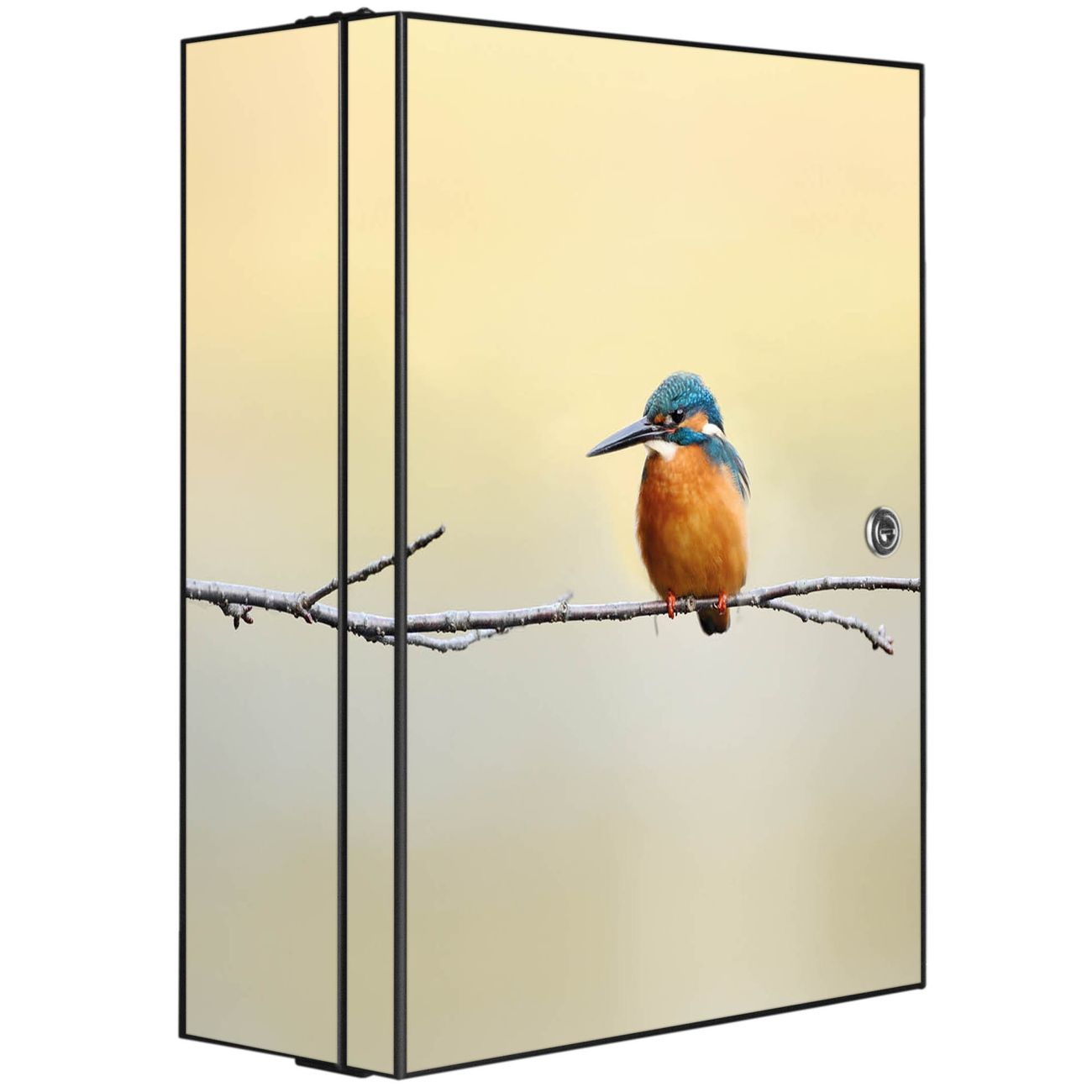 banjado großer Medikamentenschrank Anthrazit + Front und Seiten beklebt Pause abschliessbarer Medizinschrank XXL aus Metall mit 3 Schlüsseln Arzneischrank Badezimmer