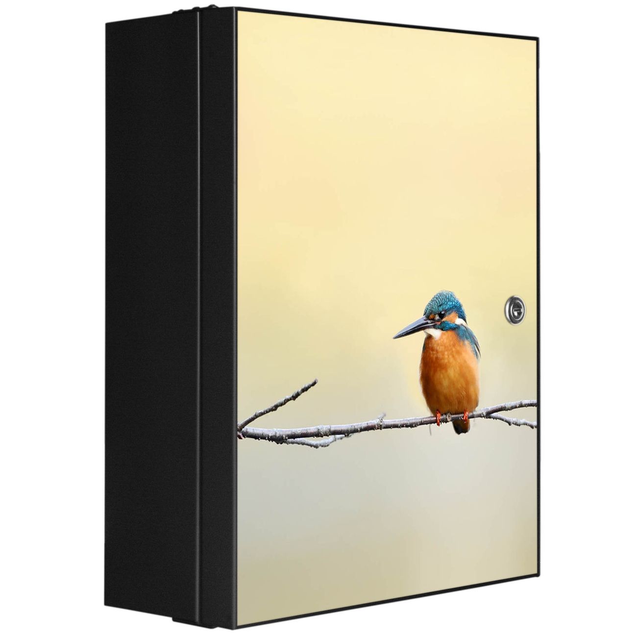 banjado großer Medikamentenschrank Anthrazit + Front beklebt Pause abschliessbarer Medizinschrank XXL aus Metall mit 3 Schlüsseln Arzneischrank Badezimmer