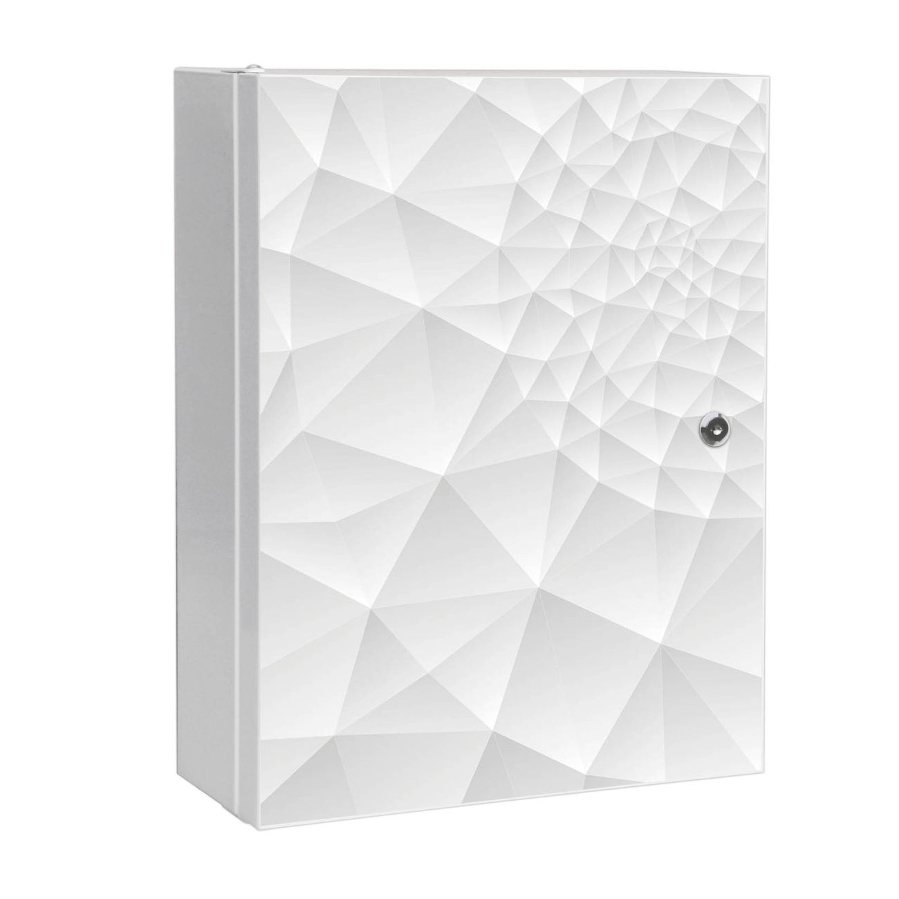 banjado großer Medikamentenschrank Weiß + Front beklebt Nautilus abschliessbarer Medizinschrank XXL aus Metall mit 3 Schlüsseln Arzneischrank Badezimmer