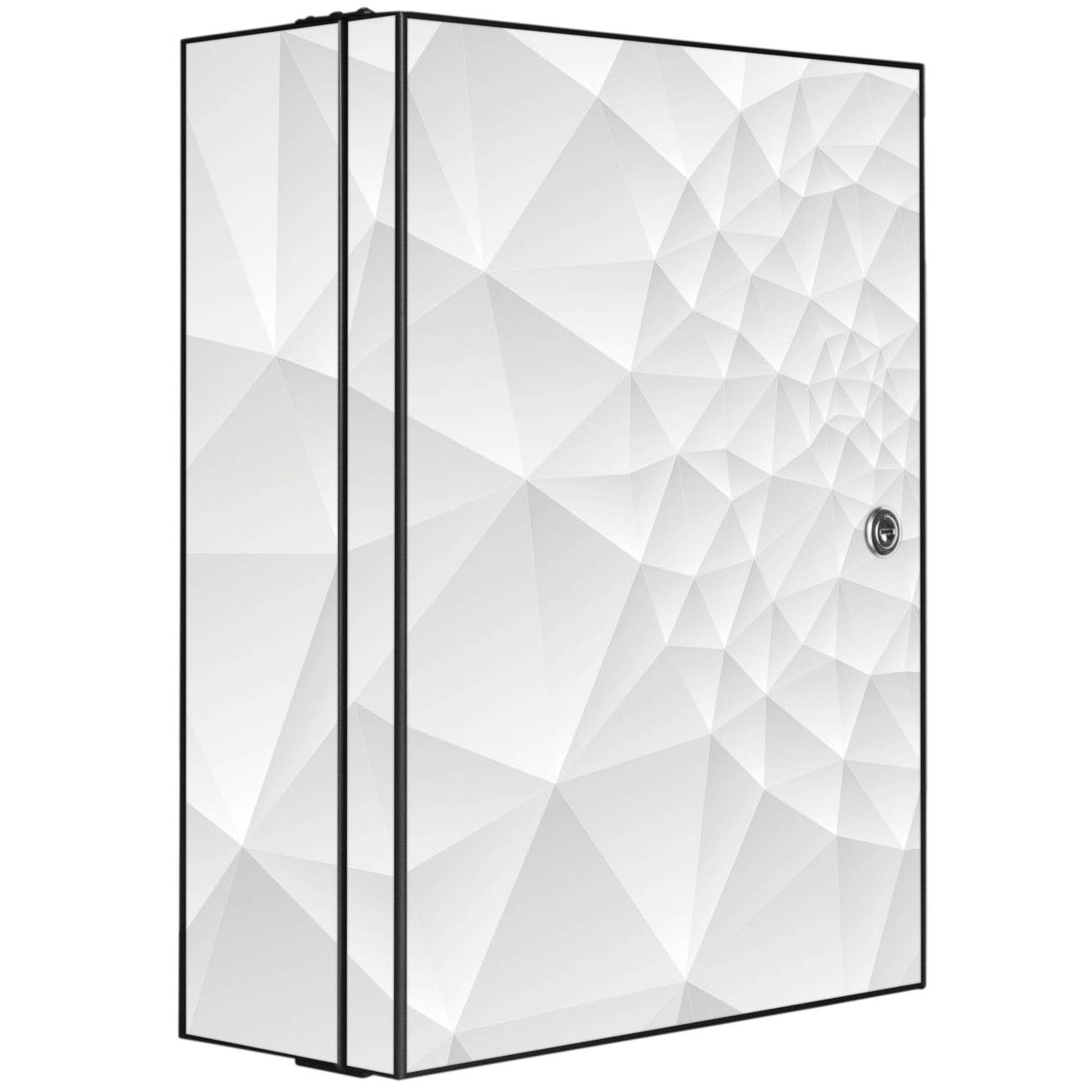 banjado großer Medikamentenschrank Anthrazit + Front und Seiten beklebt Nautilus abschliessbarer Medizinschrank XXL aus Metall mit 3 Schlüsseln Arzneischrank Badezimmer