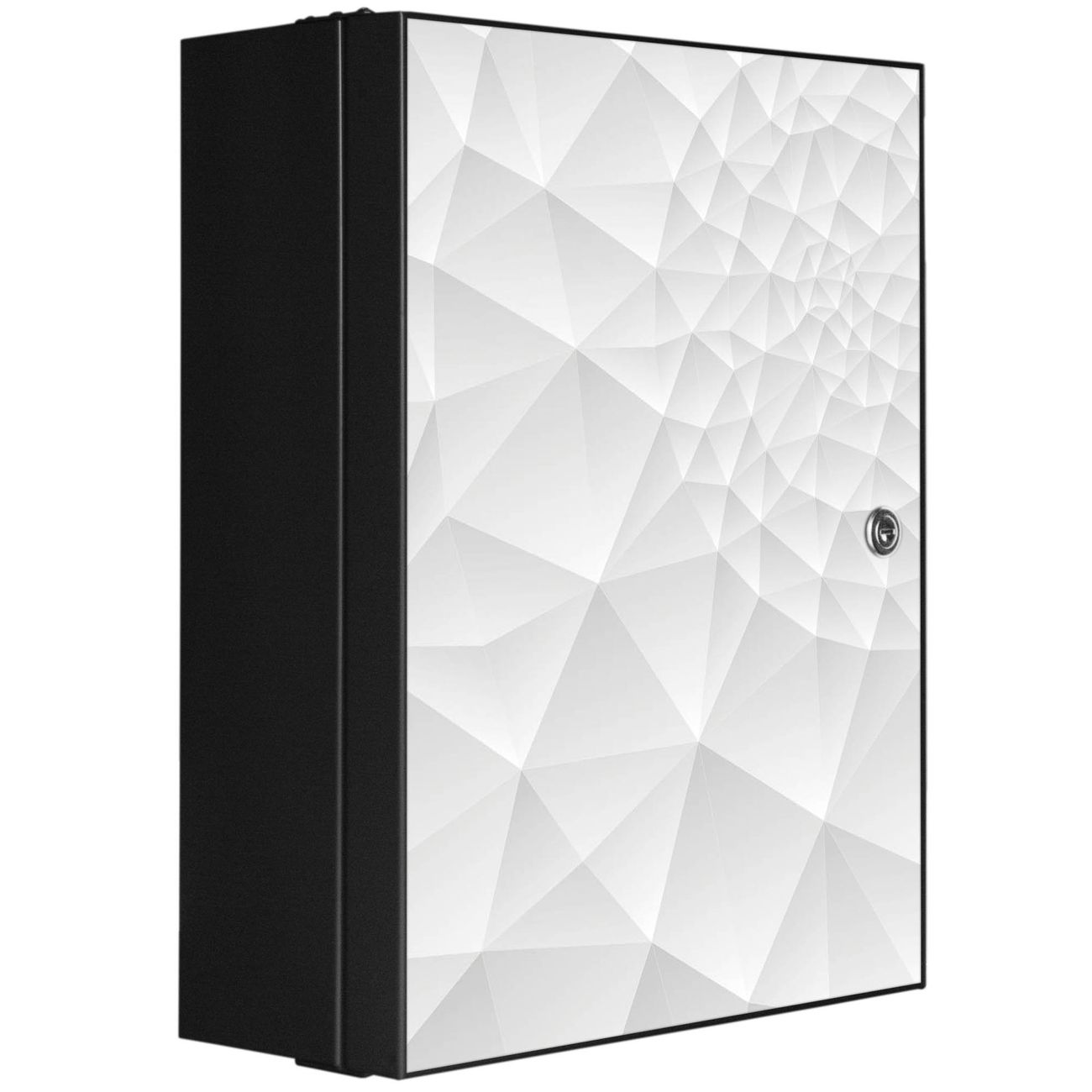 banjado großer Medikamentenschrank Anthrazit + Front beklebt Nautilus abschliessbarer Medizinschrank XXL aus Metall mit 3 Schlüsseln Arzneischrank Badezimmer