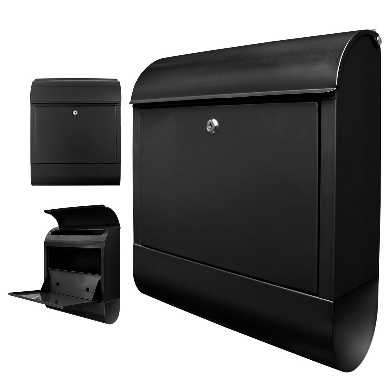 Burg-Wächter Briefkasten-Set Scandic 825 S Stahl schwarz 125 x 380 x 460mm (L x B x H) mit Zeitungsfach