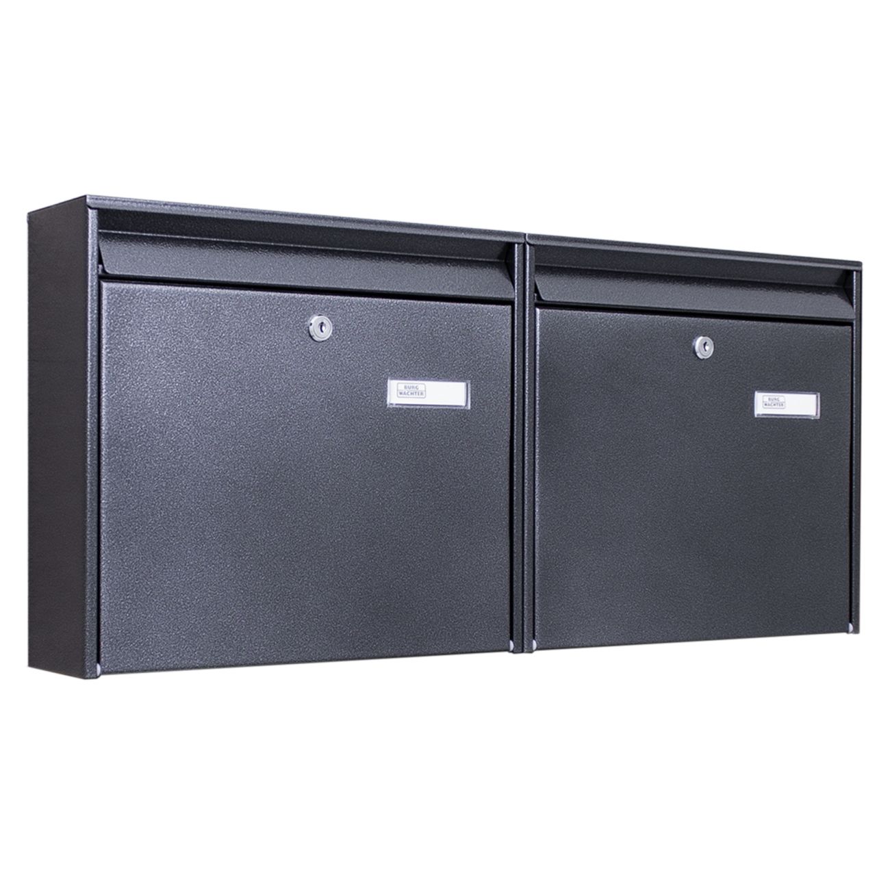 banjado Briefkastenanlage 2 Parteien Briefkästen Doppelbriefkasten Schwarz mit Namensschild