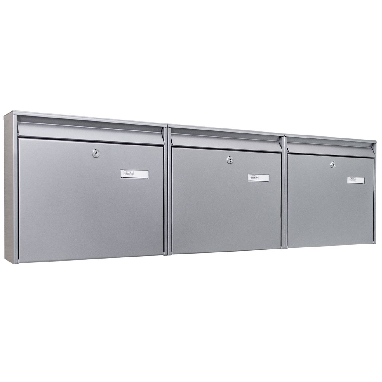 banjado Briefkastenanlage 3 Parteien Briefkästen Silber mit Namensschild