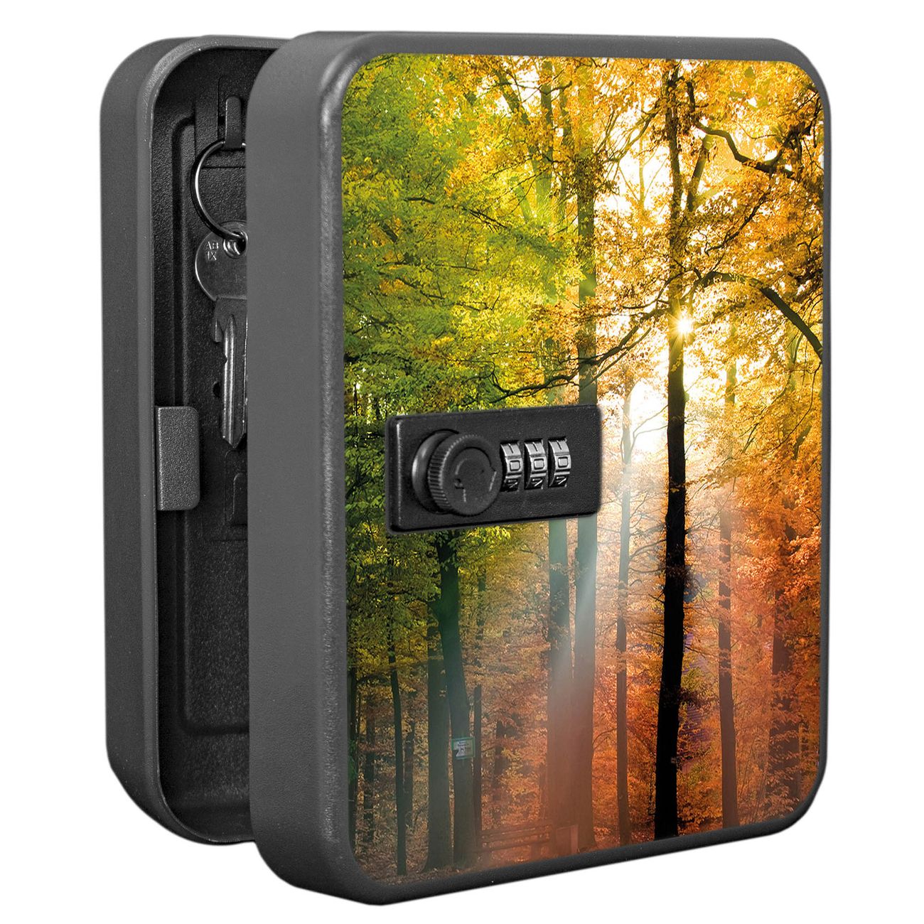 Schlüsselkasten abschließbar Motiv Herbstwald Klein