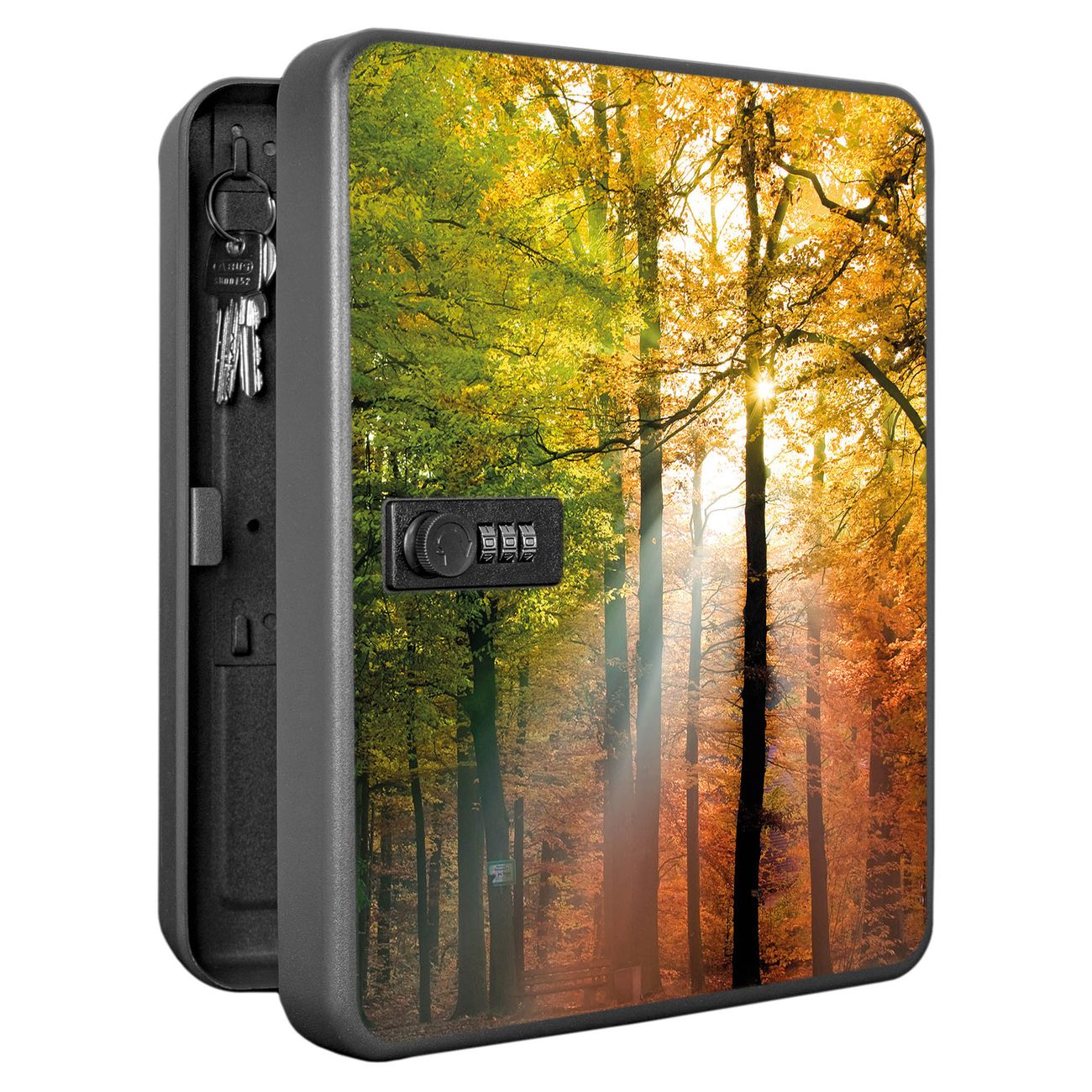 Schlüsselkasten abschließbar Motiv Herbstwald Groß