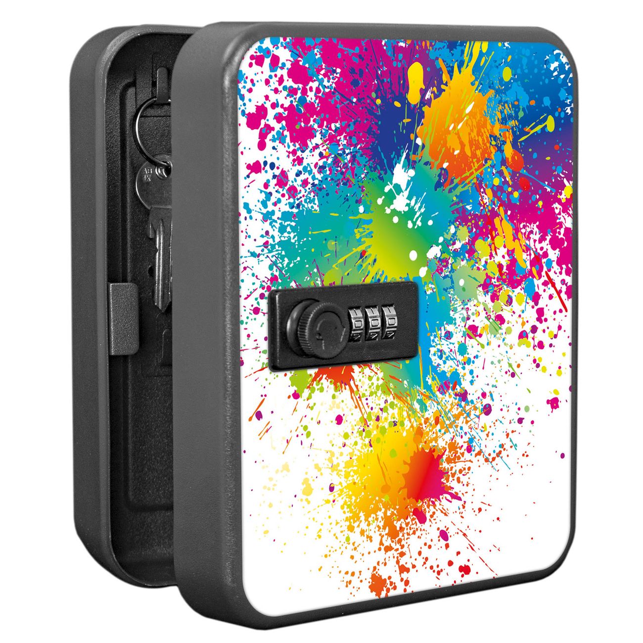 Schlüsselkasten abschließbar Motiv Farbspritzer Klein