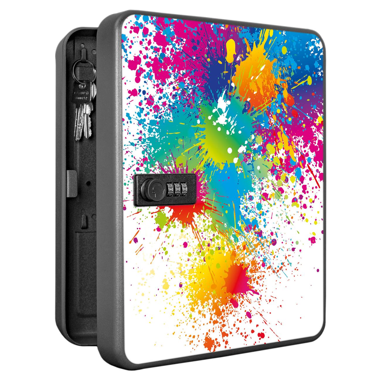 Schlüsselkasten abschließbar Motiv Farbspritzer Groß