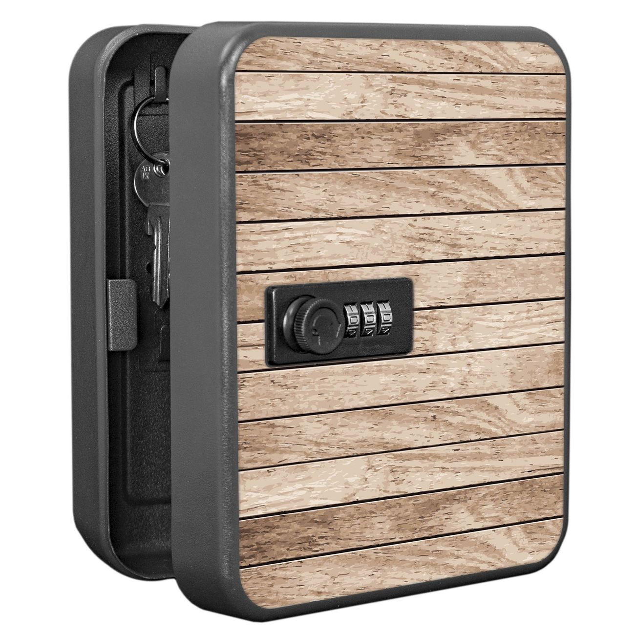 Schlüsselkasten abschließbar Motiv Blasse Holzlatten Klein